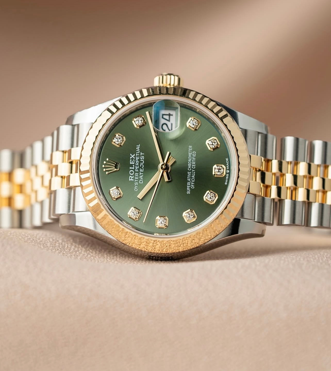 Rolex Datejust close up, fluted bezel